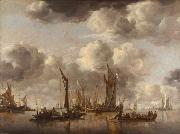 Shipping Scene with a Dutch Yacht Firing a Salut (mk08) Jan van de Capelle